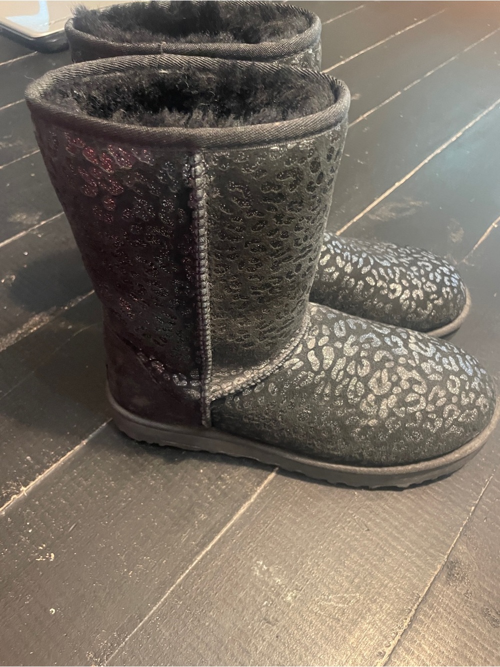 UGG Black Sparkle Leopard Boots